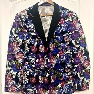 Vinci Men’s Abstrac Floral w/ Leaf Satin Lapel Sports Coat NWOT Size Large